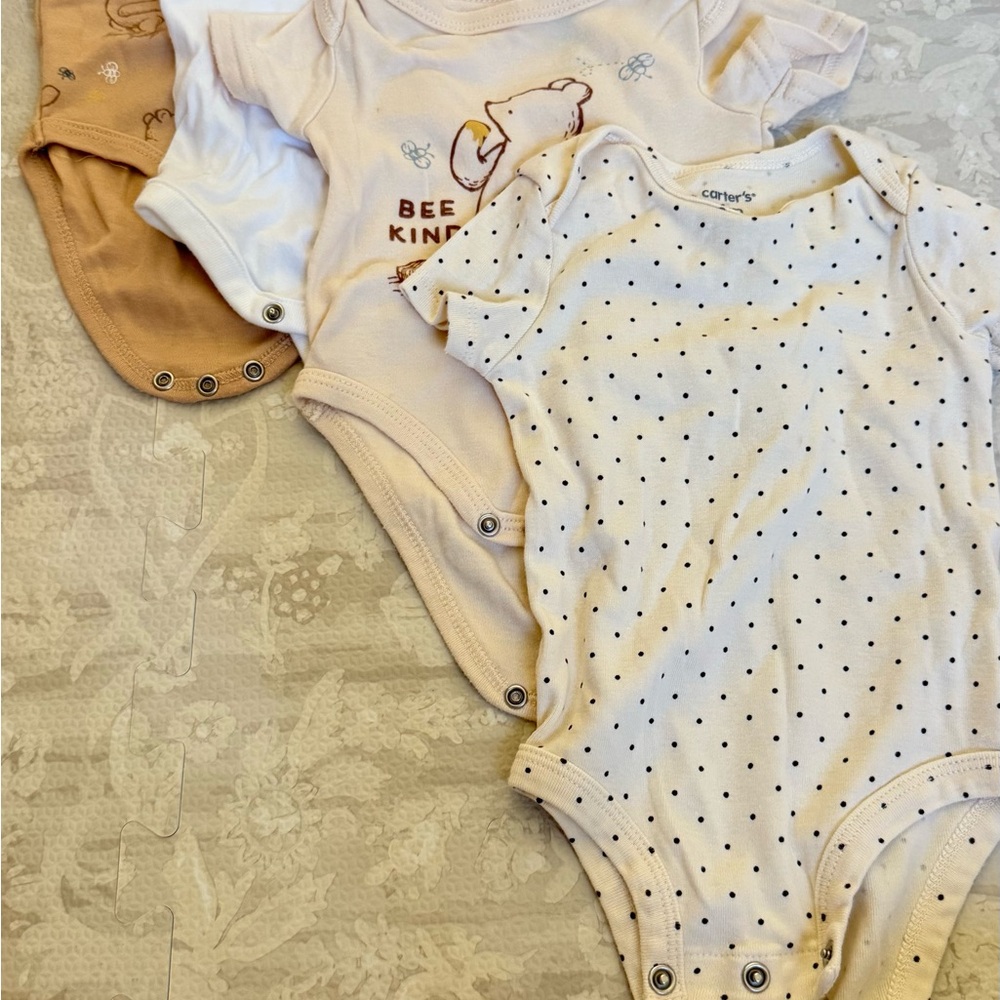 Carter's Cream and Tan Baby Bodysuits Set